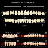 Зубы PX CROWN / EFUCERA, цвет A1, фасон T61S/N61S/34, полный гарнитур, 28шт.