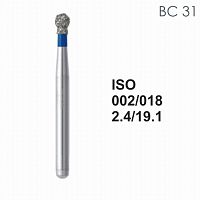 Бор алмазный MANI BC-31 по ISO 002, шар с воротником, 018 х 2,4 х 19,1 мм, зернистость S, 5 штук