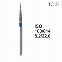 Бор алмазный MANI TC-21 по ISO 160, конус ,014 х 8.2 х 22.0 мм, зернистость S, 5 штук