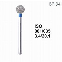 Бор алмазный MANI BR-34 по ISO 001, шар, 035 х 3.4 х 20.1 мм, зернистость S, 5 штук
