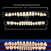 Зубы NEW ACE/NEW MILLION, цвет W05, фасон S2/S3L/M30, полный гарнитур, 28шт.