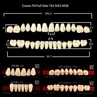 Зубы PX CROWN / EFUCERA, цвет D4, фасон T41/N32/28, полный гарнитур, 28шт.