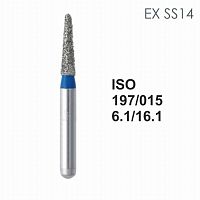 Бор алмазный MANI EX-SS14 по ISO 197, конус ,015 х 6.1 х 16.1 мм, зернистость S, 5 штук