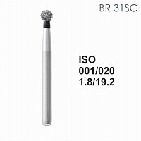 Бор алмазный MANI BR-31SC по ISO 001, шар, 020 х 1.8 х 19.2 мм, зернистость SC, 5 штук