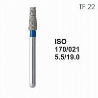 Бор алмазный MANI TF-22 по ISO 170, конус ,021 х 5.5 х 19.0 мм, зернистость S, 5 штук