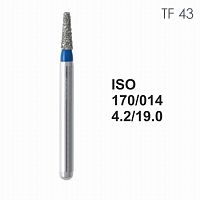 Бор алмазный MANI TF-43 по ISO 170, конус ,014 х 4.2 х 19.0 мм, зернистость S, 5 штук