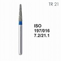 Бор алмазный MANI TR-21 по ISO 197, конус ,016 х 7.2 х 21.1 мм, зернистость S, 5 штук