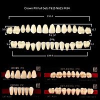 Зубы PX CROWN / EFUCERA, цвет A3, фасон T61S/N61S/34, полный гарнитур, 28шт.