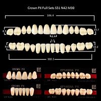 Зубы PX CROWN / EFUCERA, цвет D3, фасон S51/N42/30, полный гарнитур, 28шт.