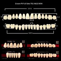 Зубы PX CROWN / EFUCERA, цвет B3, фасон T61/N61S/34, полный гарнитур, 28шт.