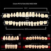 Зубы PX CROWN / EFUCERA, цвет A3, фасон S61S/N61S/34, полный гарнитур, 28шт.