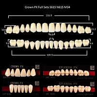 Зубы PX CROWN / EFUCERA, цвет A2, фасон S61S/N61S/34, полный гарнитур, 28шт.