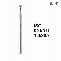 Бор алмазный MANI BR-42 по ISO 001, шар, 011 х 1.0 х 20.2 мм, зернистость S, 5 штук
