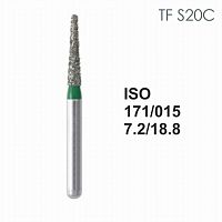Бор алмазный MANI TF-S20C по ISO 171, конус ,015 х 7.2 х 18.8 мм, зернистость C, 5 штук
