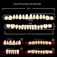 Зубы PX CROWN / EFUCERA, цвет C3, фасон T41/N32/28, полный гарнитур, 28шт.