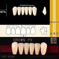 Зубы CROWN PX Anterior, цвет W05 фасон N71L композитные трёхслойные, 6шт.