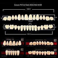 Зубы PX CROWN / EFUCERA, цвет A4, фасон S51S/N42/30, полный гарнитур, 28шт.