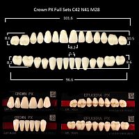Зубы PX CROWN / EFUCERA, цвет A3,5, фасон C42/N41/28, полный гарнитур, 28шт.